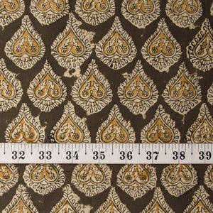 Precut 1 meter -Green & Off White Bagru Dabu Hand Block Printed Cotton Fabric