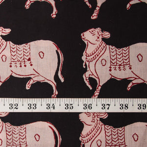 Black & Off White Bagru Dabu Hand Block Printed Cotton Fabric