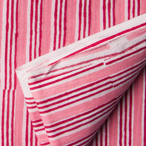 Precut 1 meter -Pink & White Bagru Dabu Hand Block Printed Cotton Fabric