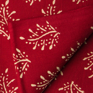 Red & White Bagru Dabu Hand Block Printed Cotton Fabric..