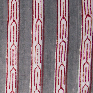 Red & Grey Bagru Dabu Hand Block Printed Cotton Fabric