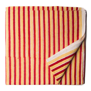 Precut 1 meter -Red & Yellow Bagru Dabu Hand Block Printed Cotton Fabric