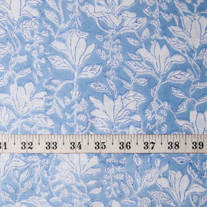 Precut 1 meter -Blue & White Bagru Dabu Hand Block Printed Cotton Fabric