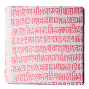 Precut 1 meter -White & Pink Bagru Dabu Hand Block Printed Cotton Fabric