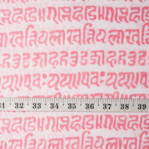 Precut 0.25 meters -White & Pink Bagru Dabu Hand Block Printed Cotton Fabric
