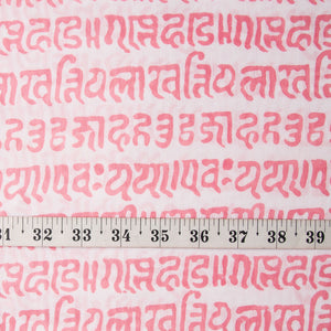 Precut 1 meter -White & Pink Bagru Dabu Hand Block Printed Cotton Fabric