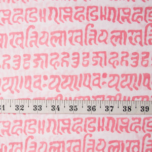 White & Pink Bagru Dabu Hand Block Printed Cotton Fabric