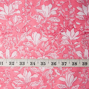 Precut 0.50 meters -Pink & White Bagru Dabu Hand Block Printed Cotton Fabric