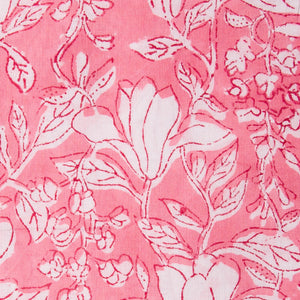 Precut 0.50 meters -Pink & White Bagru Dabu Hand Block Printed Cotton Fabric