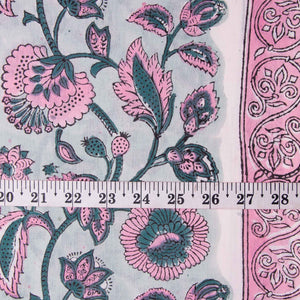 Precut 0.75meter - Sanganeri Hand Block Printed Cotton Fabric