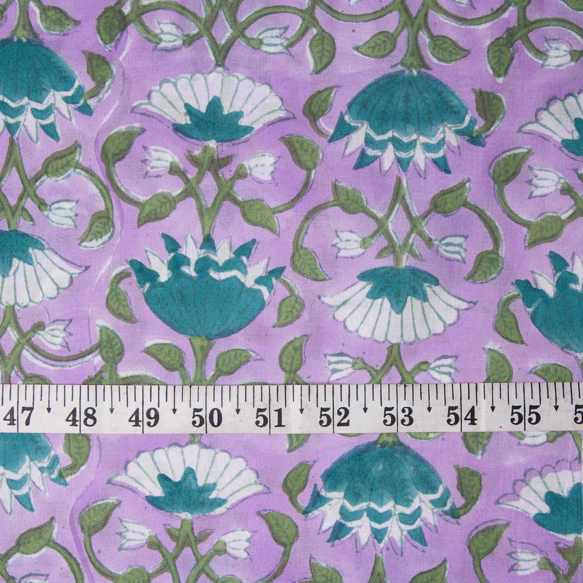 Lavender Colour Floral Print Sanganeri Hand Block Pure Cotton Fabric ...