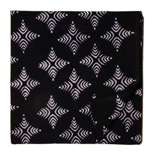 Black and white Sanganeri Hand Block Printed Cotton Fabric with abstract print