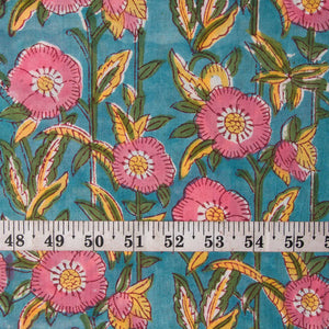 Precut 0.75 meter -Sanganeri Hand Block Printed Cotton Fabric