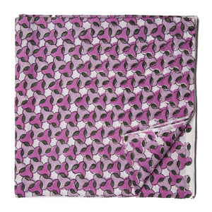 Pink and White Sanganeri Hand Block Printed Cotton Fabric with abstract design