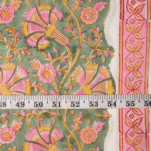 Precut 0.5 meter -Sanganeri Hand Block Printed Cotton Fabric