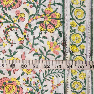 Precut 1 meter -Sanganeri Hand Block Printed Cotton Fabric