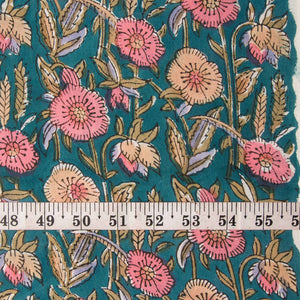 Precut 1 meter -Sanganeri Hand Block Printed Cotton Fabric