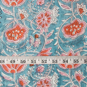 Precut 1 meter -Sanganeri Hand Block Printed Cotton Fabric