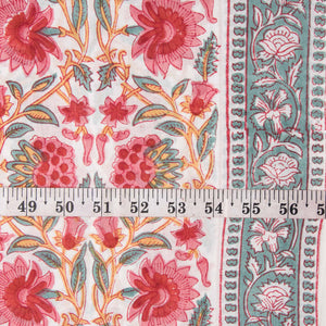 Precut 0.75 meters -Sanganeri Hand Block Printed Cotton Fabric