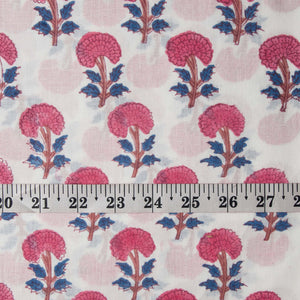 Precut 0.75 meters -Sanganeri Hand Block Printed Cotton Fabric