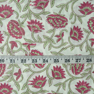 Precut 0.50 meters -Sanganeri Hand Block Printed Cotton Fabric