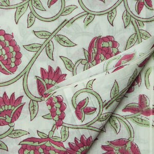 Precut 0.50 meters -Sanganeri Hand Block Printed Cotton Fabric