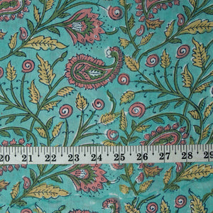 Precut 1meter - Sanganeri Hand Block Printed Cotton Fabric