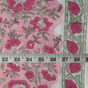 Precut 0.5meter - Sanganeri Hand Block Printed Cotton Fabric