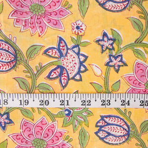 Precut 1meter - Sanganeri Hand Block Printed Cotton Fabric