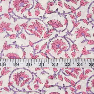 Precut 0.75 meters -Sanganeri Hand Block Printed Cotton Fabric