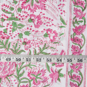 Precut 0.50 meters -Sanganeri Hand Block Printed Cotton Fabric