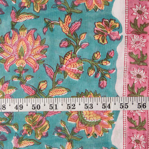 Precut 1meter - Sanganeri Hand Block Printed Cotton Fabric