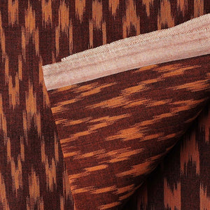 Brown & Orange Ikat Pochampally Woven Cotton Fabric