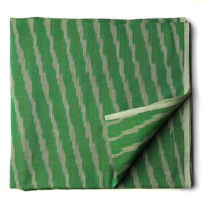 Precut 1 meter -Green Ikat Pochampally Woven Cotton Fabric