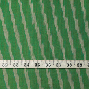 Precut 1 meter -Green Ikat Pochampally Woven Cotton Fabric