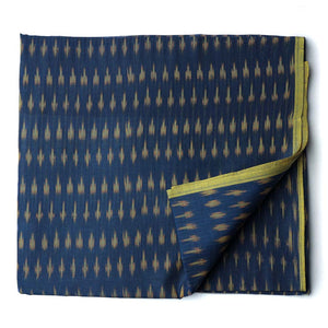 Precut 0.75 meters -Blue Ikat Pochampally Woven Cotton Fabric