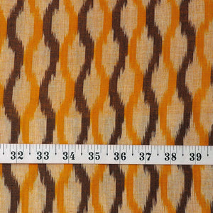 Precut 0.75 meters -Orange & Brown Ikat Pochampally Woven Cotton Fabric