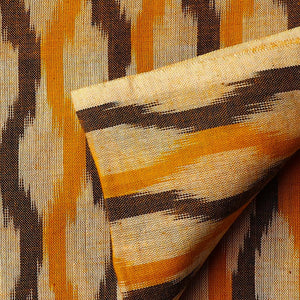 Precut 1meter - Orange & Brown Ikat Pochampally Woven Cotton Fabric