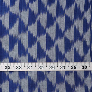 Precut 0.75 meters -Blue Ikat Pochampally Woven Cotton Fabric