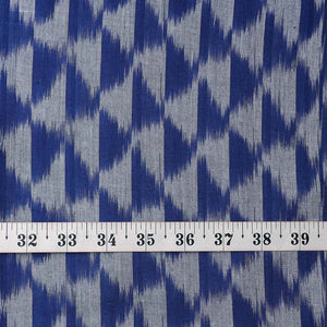 Precut 1 meters -Blue Ikat Pochampally Woven Cotton Fabric