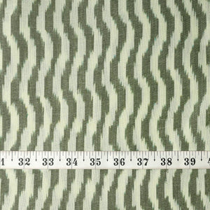 Precut 0.75 meters -Green Ikat Pochampally Woven Cotton Fabric Wave Pattern