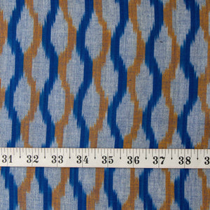 Precut 0.75 meters -Blue Ikat Pochampally Woven Cotton Fabric