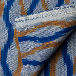 Precut 1 meter -Blue Ikat Pochampally Woven Cotton Fabric