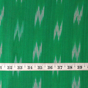 Precut 1meter - Green Ikat Pochampally Woven Cotton Fabric
