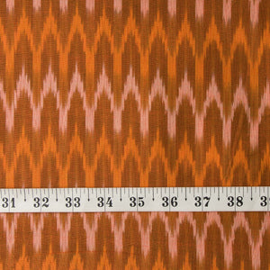 Orange Mercerised Ikat Pochampally Woven Cotton Fabric