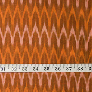 Precut 1meter - Orange Mercerised Ikat Pochampally Woven Cotton Fabric