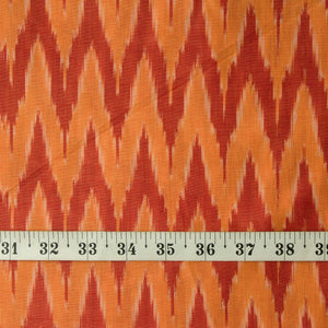 Precut 1meter - Orange Mercerised Ikat Pochampally Woven Cotton Fabric