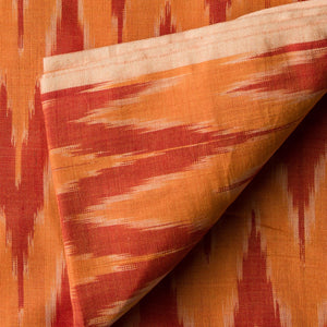 Precut 1meter - Orange Mercerised Ikat Pochampally Woven Cotton Fabric