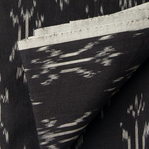Precut 1meter - Black Mercerised Ikat Pochampally Woven Cotton Fabric