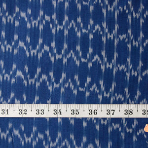 Precut 0.75 meters -Blue Mercerised Ikat Pochampally Woven Cotton Fabric